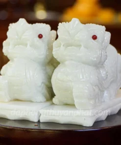 Cặp Tỳ Hưu Đá Cẩm Thạch Trắng 15cm - M2569