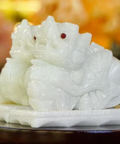 Cặp Tỳ Hưu Đá Cẩm Thạch Trắng 15cm - M2569