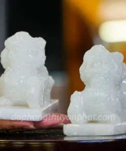 Cặp Tỳ Hưu Cẩm Thạch Trắng 10cm - M2570