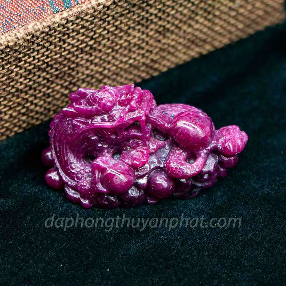 Mặt Phật Bản Mệnh | Mặt Đá Ruby Hình Rồng M2375 - 70,5g