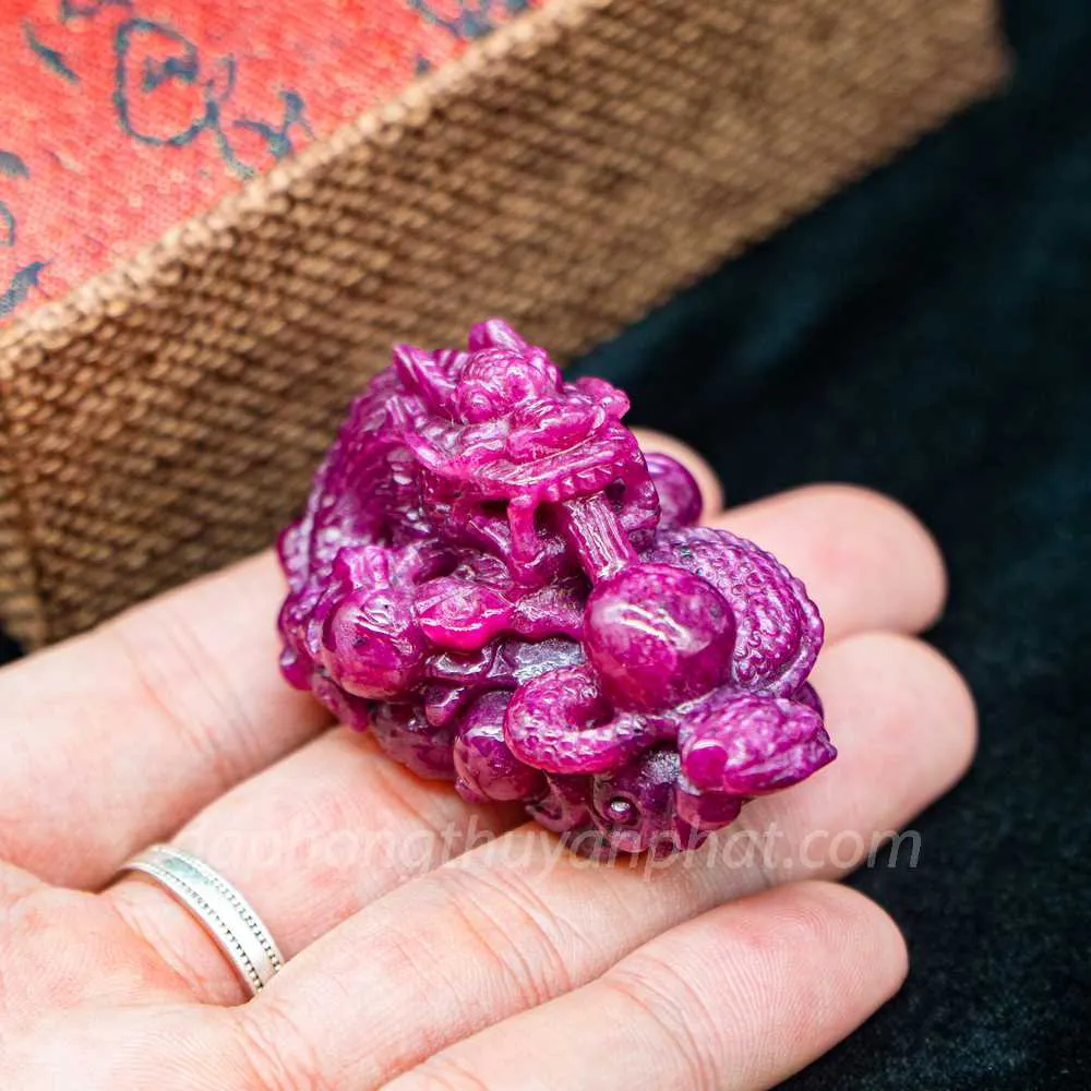 Mặt Phật Bản Mệnh | Mặt Đá Ruby Hình Rồng M2375 - 70,5g