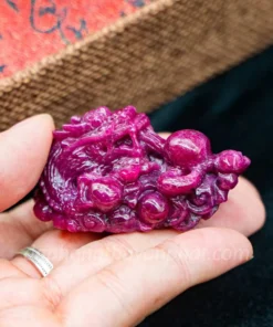 Mặt Phật Bản Mệnh | Mặt Đá Ruby Hình Rồng M2375 - 70,5g