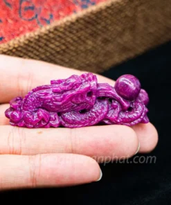 Mặt Phật Bản Mệnh | Mặt Đá Ruby Hình Rồng M2371 - 35g