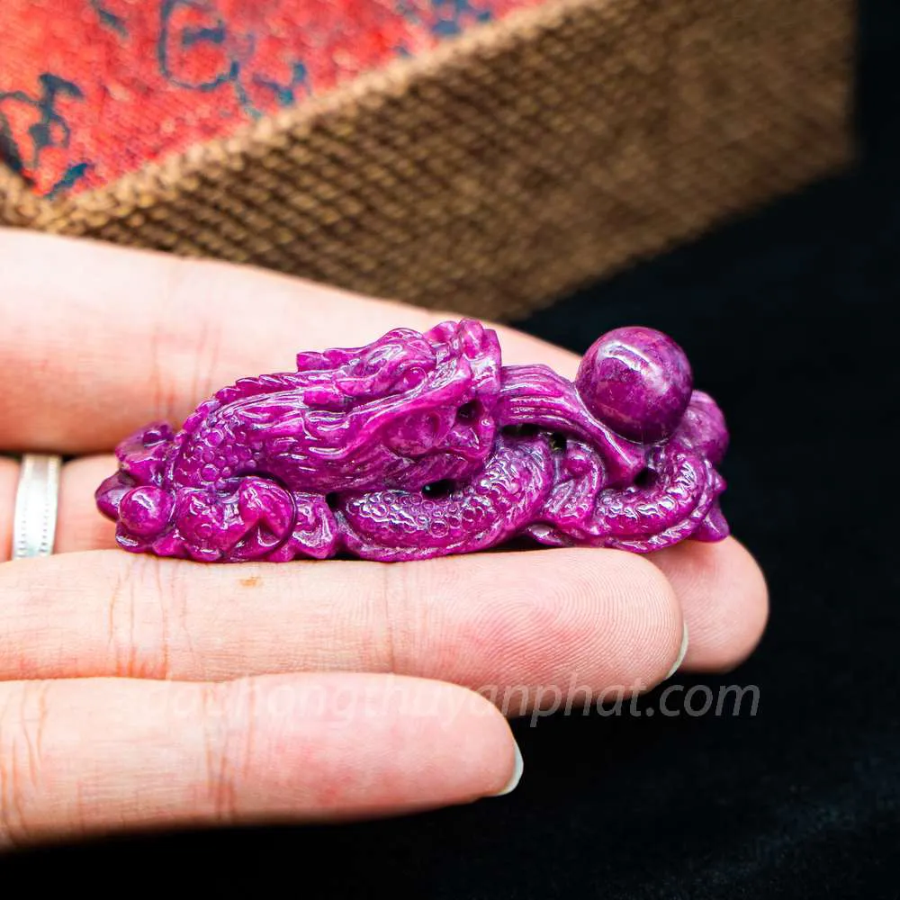 Mặt Phật Bản Mệnh | Mặt Đá Ruby Hình Rồng M2371 - 35g