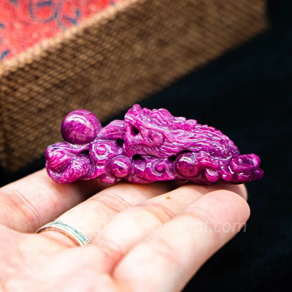 Mặt Phật Bản Mệnh | Mặt Đá Ruby Hình Rồng M2371 - 35g