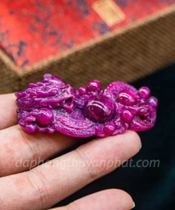 Mặt Phật Bản Mệnh | Mặt Đá Ruby Hình Rồng M2375 - 46g