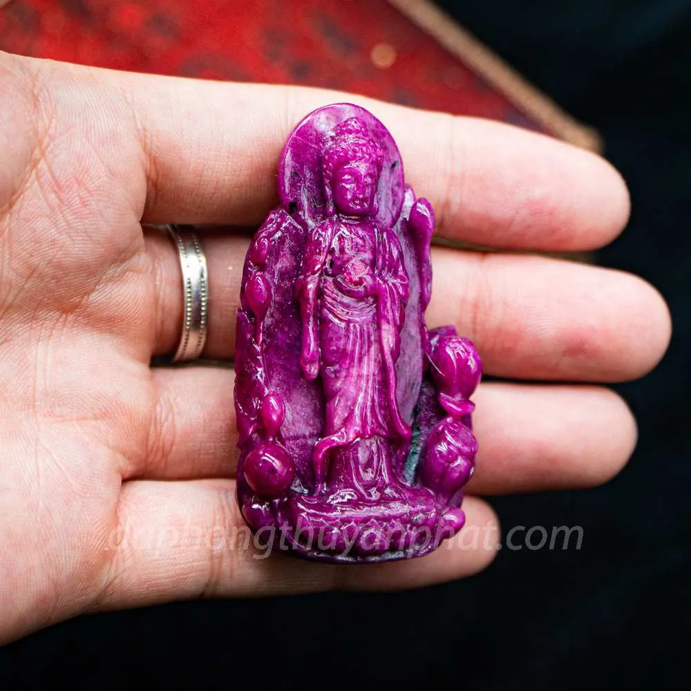 Mặt Phật Bản Mệnh | Mặt Phật A Di Đà Đá Ruby M2372 - 54,2g