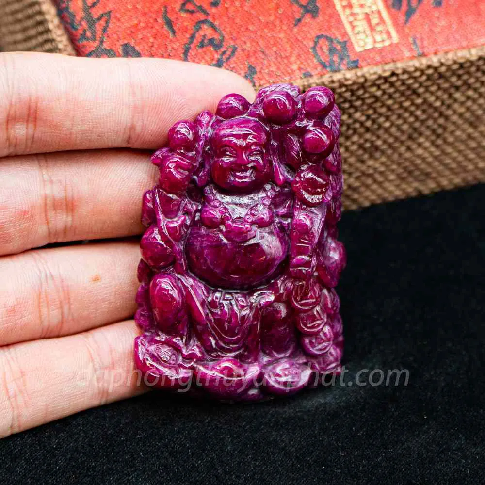 Mặt Phật Bản Mệnh | Mặt Phật Di Lạc Đá Ruby M2375 - 88,5g