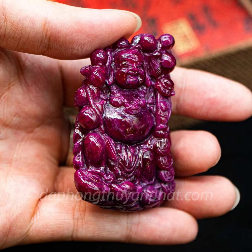 Mặt Phật Bản Mệnh | Mặt Phật Di Lạc Đá Ruby M2375 - 88,5g
