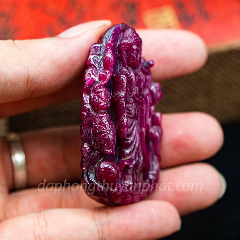 Mặt Phật Bản Mệnh | Mặt A Di Đà Đá Ruby Đỏ M2373 - 48,1g