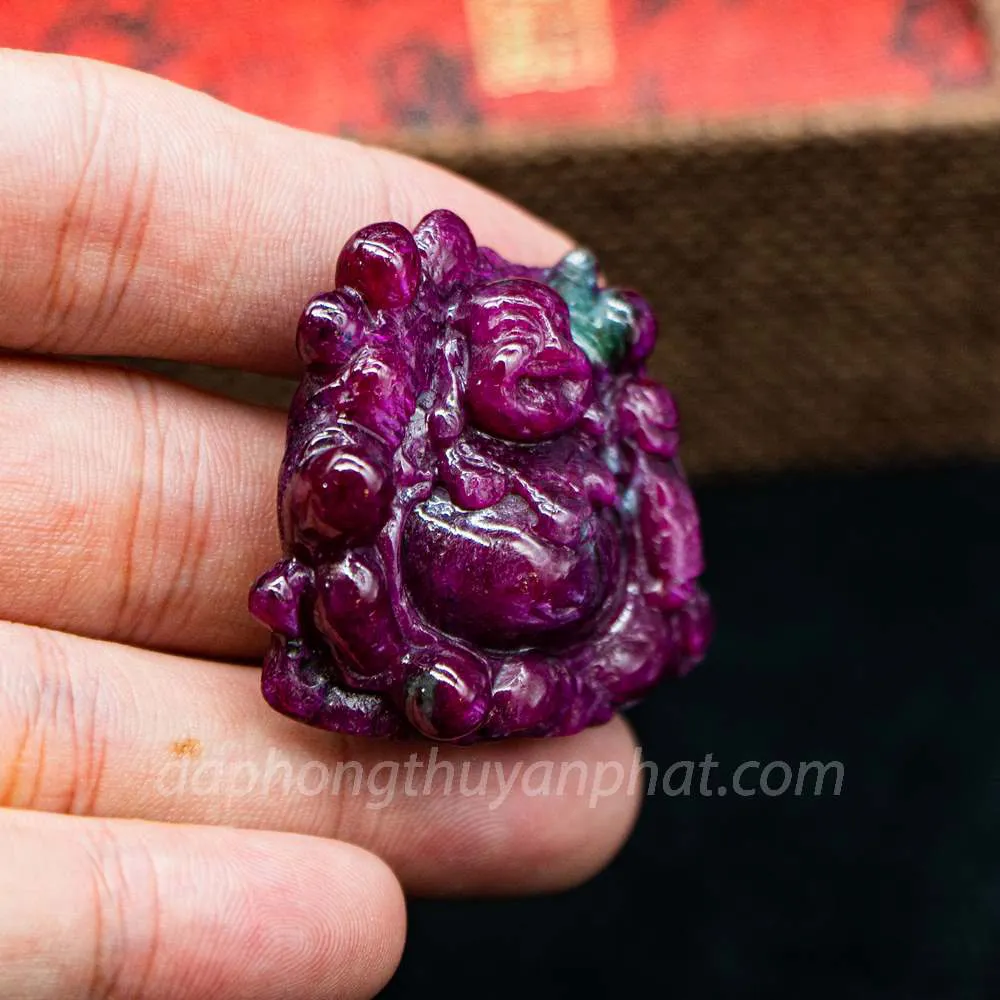 Mặt Phật Bản Mệnh | Mặt Phật Di Lạc Đá Ruby M2371 - 29,7g