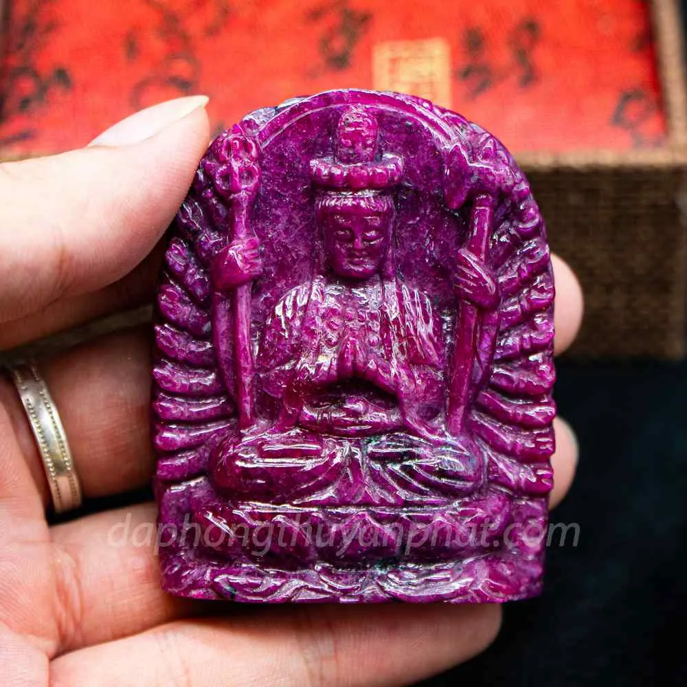 Mặt Phật Bản Mệnh | Mặt Phật Thiên Thủ Thiên Nhãn Đá Ruby M2427 - 96,6g