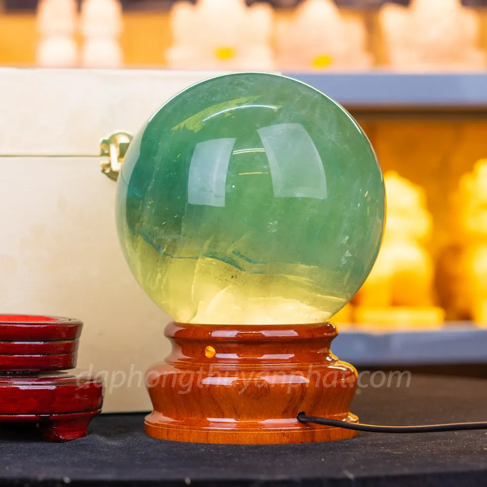 Quả Cầu Thạch Anh Xanh - Fluorite Xanh Trong Thấu Quang VIP 5.42kg - 14cm M2650542