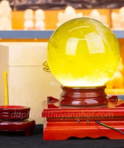 Quả Cầu Phong Thủy Đá Thạch Anh Vàng 5A 6.96kg - 16cm