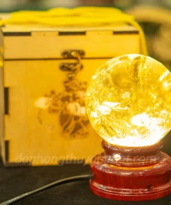 Quả Cầu Phong Thủy Đá Thạch Anh Vàng 1.22kg - 10cm AH001