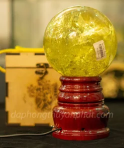 Quả Cầu Phong Thủy Đá Thạch Anh Vàng 3.64kg - 13.5cm AH005