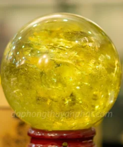 Quả Cầu Phong Thủy Đá Thạch Anh Vàng 3.64kg - 13.5cm AH005