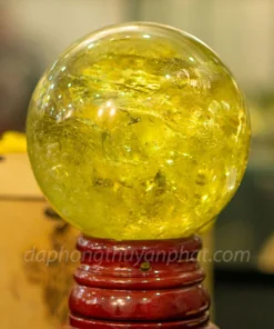 Quả Cầu Phong Thủy Đá Thạch Anh Vàng 3.64kg - 13.5cm AH005