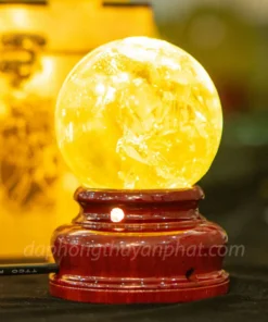 Quả Cầu Phong Thủy Đá Thạch Anh Vàng 0.75kg - 8cm AH009