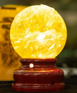 Quả Cầu Phong Thủy Đá Thạch Anh Vàng 1.21kg - 9.5cm AH010