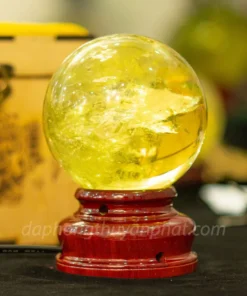 Quả Cầu Phong Thủy Đá Thạch Anh Vàng 1.49kg - 10cm AH014