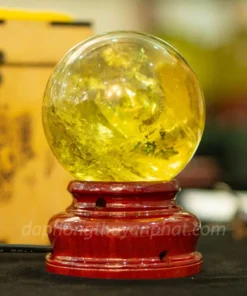 Quả Cầu Phong Thủy Đá Thạch Anh Vàng 1.07kg - 9cm AH016