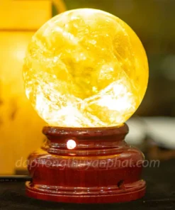 Quả Cầu Phong Thủy Đá Thạch Anh Vàng 1.07kg - 9cm AH016