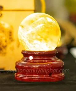 Quả Cầu Phong Thủy Đá Thạch Anh Vàng 0.58kg - 7.5cm AH017