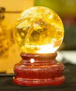 Quả Cầu Phong Thủy Đá Thạch Anh Vàng 0.88kg - 8,6cm AH019