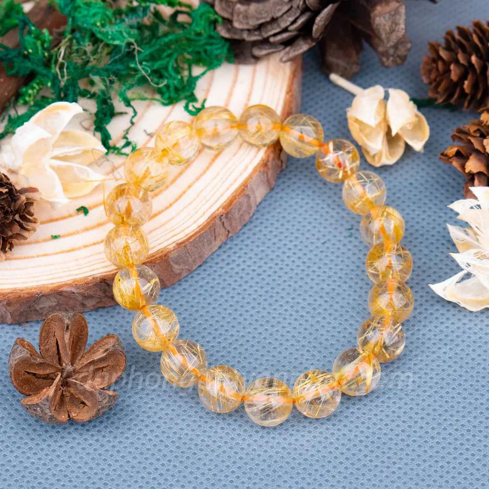 vòng thạch anh tóc vàng | vòng tay thạch anh tóc vàng 10mm - M674