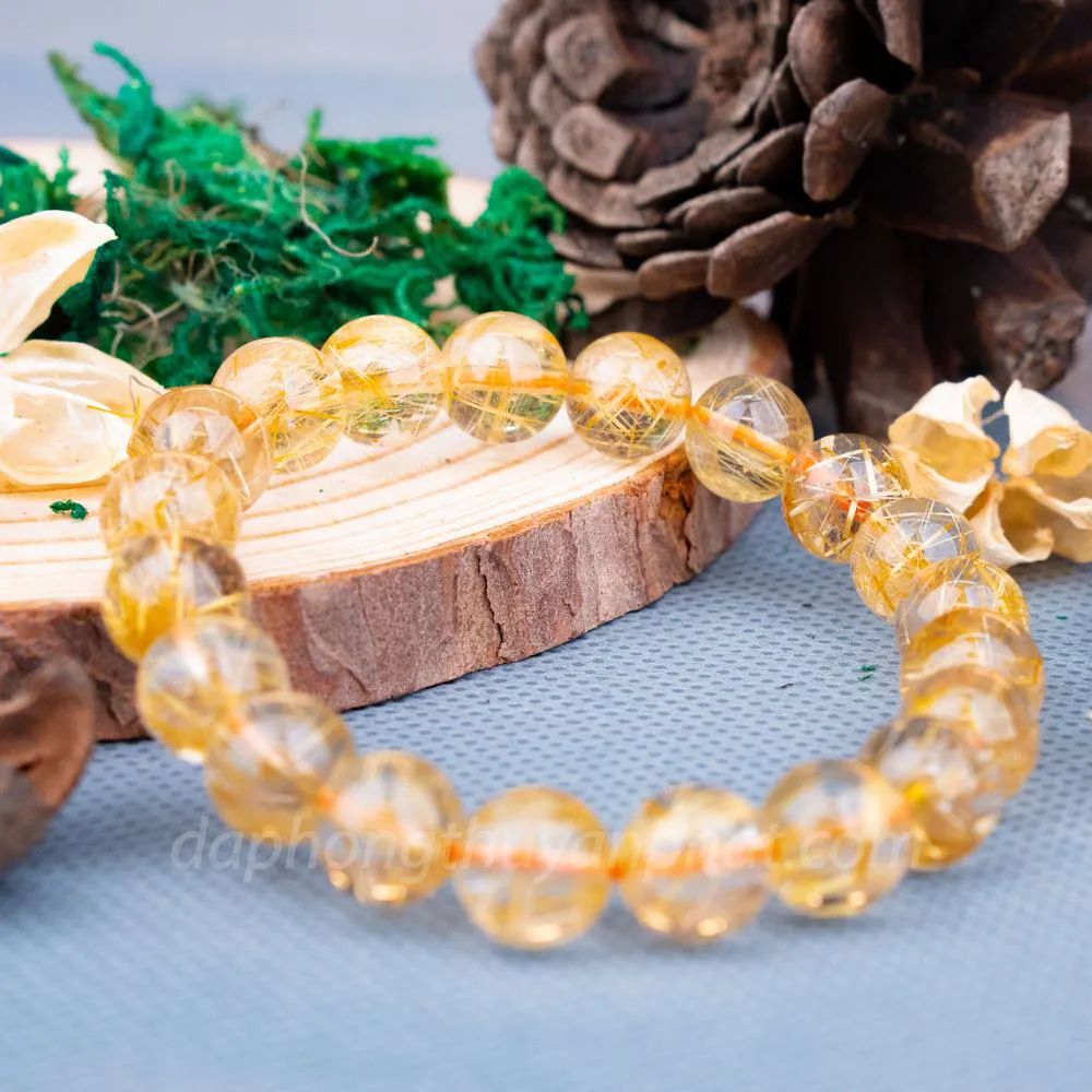 vòng thạch anh tóc vàng | vòng tay thạch anh tóc vàng 10mm - M674