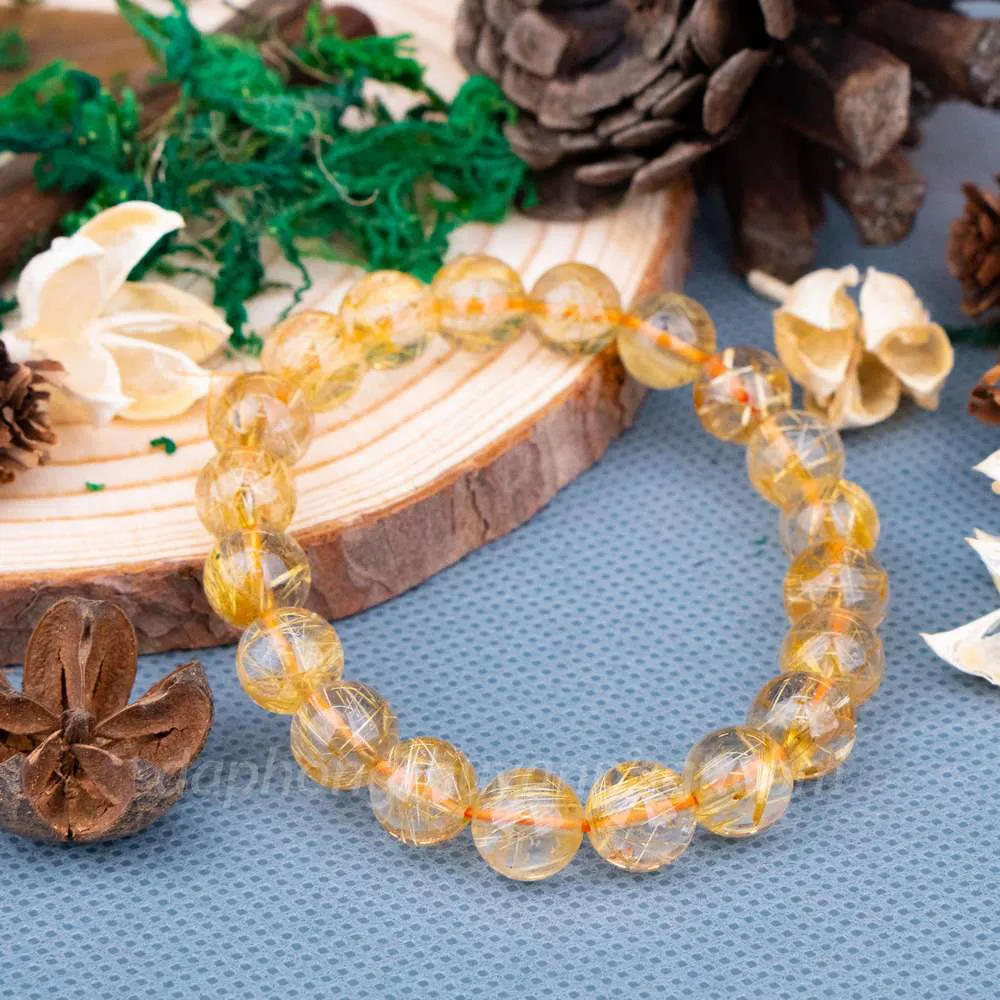 vòng thạch anh tóc vàng | vòng tay thạch anh tóc vàng 10mm - M674