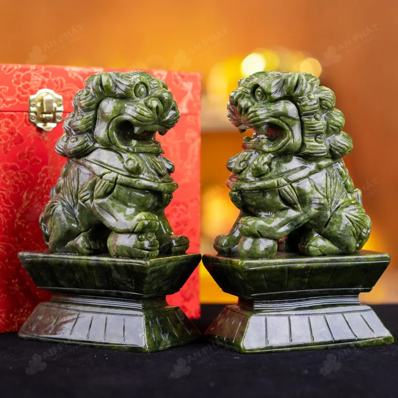 Cặp Nghê Đá Serpentine - 15cm - M2865216