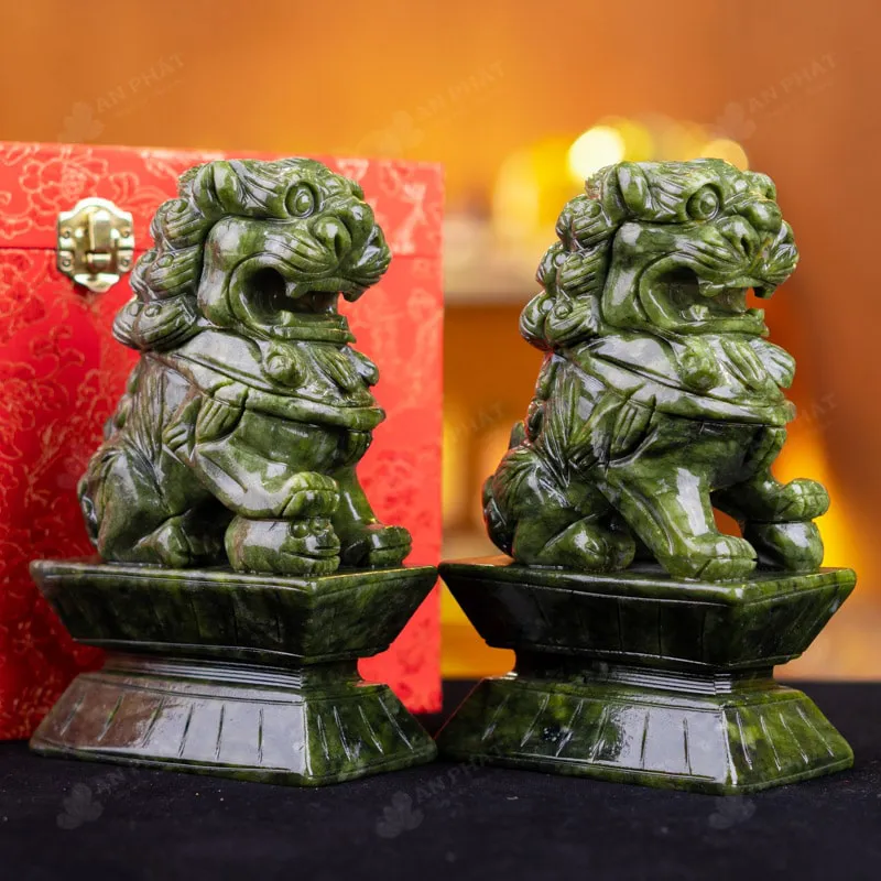 Cặp Nghê Đá Serpentine - 15cm - M2865216