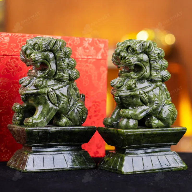 Cặp Nghê Đá Serpentine - 15cm - M2865216