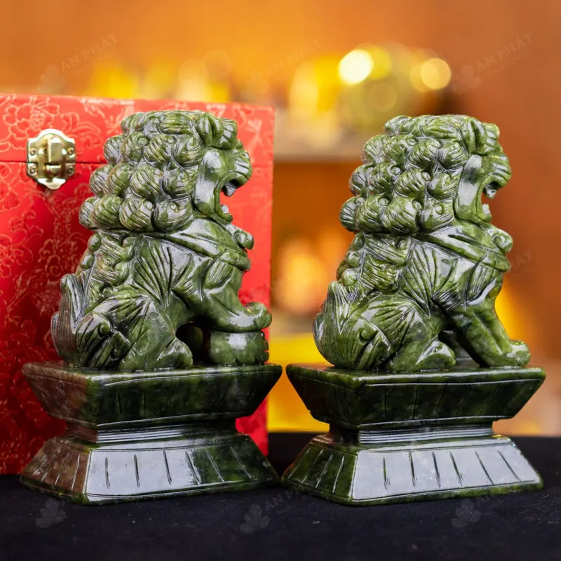 Cặp Nghê Đá Serpentine - 15cm - M2865216