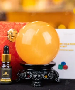 Quả Cầu Phong Thủy Canxit Vàng - 1,14kg - M1660114