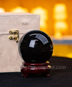 Quả Cầu Đá Nùi Lửa Đen | Đá Obsidian Đen - 0,94kg - 9cm M21928