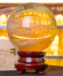 Quả Cầu Đá Phong Thủy Màu Vàng | Đá Obsidian Vàng  - 15,8kg - 22cm M19229