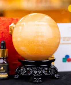 Quả Cầu Đá Phong Thủy Hoàng Long (Onyx) Vàng - 1,4kg - M1836140