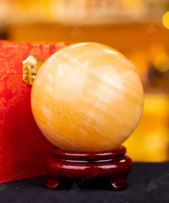 Quả Cầu Đá Phong Thủy Hoàng Long (Onyx) Vàng - 1,4kg - M1836140