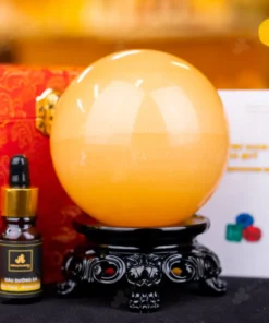 Quả Cầu Đá Phong Thủy Hoàng Long (Onyx) Vàng - 1,41kg - M1836141