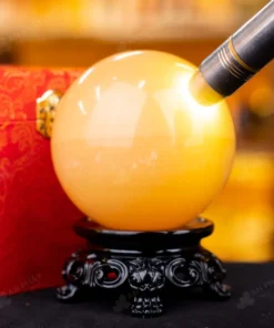 Quả Cầu Đá Phong Thủy Hoàng Long (Onyx) Vàng - 1,41kg - M1836141