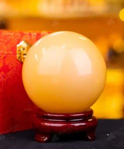 Quả Cầu Đá Phong Thủy Hoàng Long (Onyx) Vàng - 1,41kg - M1836141