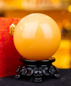 Quả Cầu Đá Phong Thủy Hoàng Long (Onyx) Vàng - 1,41kg - M1836141