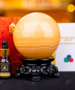 Quả Cầu Đá Phong Thủy Hoàng Long (Onyx) Vàng - 1,42kg - M18361421