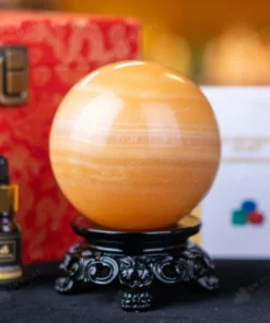 Quả Cầu Đá Phong Thủy Hoàng Long (Onyx) Vàng - 1,4kg - M183614