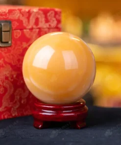 Quả Cầu Đá Phong Thủy Hoàng Long (Onyx) Vàng - 1,4kg - M183614