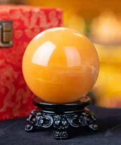 Quả Cầu Đá Phong Thủy Hoàng Long (Onyx) Vàng - 1,4kg - M183614