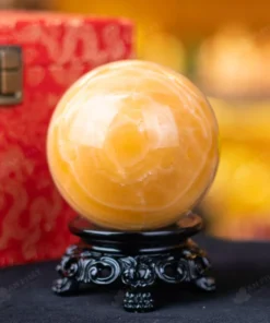 Quả Cầu Đá Phong Thủy Hoàng Long (Onyx) Vàng - 1,42kg - M1836142